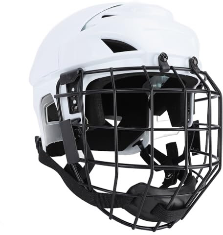Depisuta Combo de Casco de Hockey con Facemask, jóvenes Combo de Casco de Hockey sobre Hielo con Jaula, Acolchado Eva, sólida Cubierta de Casco de Concha de ABS para Hockey (S)
