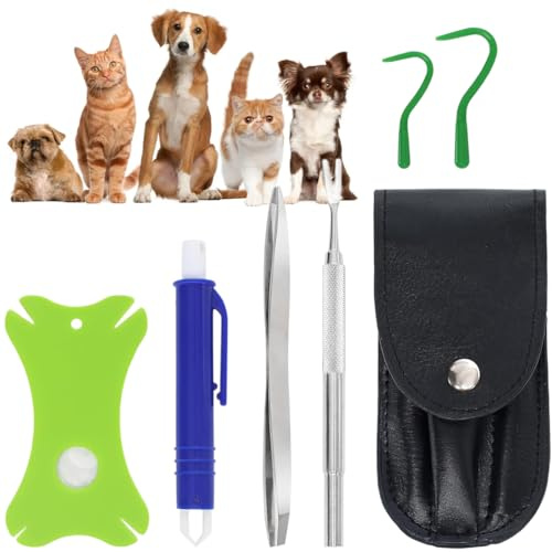 BCHKO Juego de 5 Pinzas para garrapatas con Estuche – Protección contra garrapatas para Personas Mascotas y niños – Gancho para garrapatas, repelente garrapatas humanos