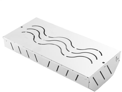 Caja para ahumar de acero inoxidable, accesorio de parrilla de carbón con tapa, soporte de carbón para barbacoa al aire libre, compatible con astillas de madera, mejora la experiencia de sabor de