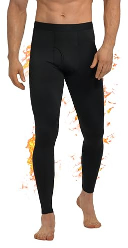YESWEL Ropa Interior Larga Térmica para Hombres con Bragueta, Cálida y Funcional, Ideal para el Esquí de Invierno (Negro, XL)