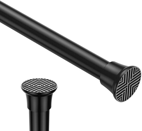ZipGlo 1Stück Gardinenstange Ohne Bohren Schwarz 76-165cm Spannstange Ø22mm