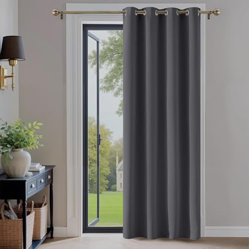 QINLIQIN Cortina Corta 115 x 325 cm Cortinas Acusticas Modernas Decorativas Color Sólido Separador de Ambientes para Ventanas Habitación Dormitorio, Gris