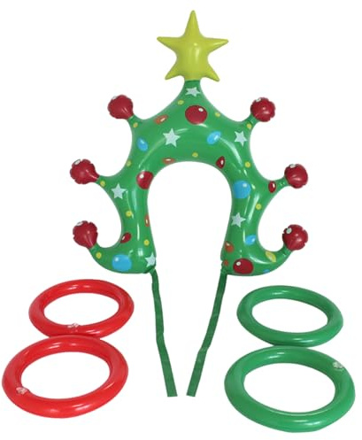Lpoppcx Lancer d'anneaux de Noël Gonflable | Accessoires Scolaires Festifs,Jouet d'intérieur pour et Adultes, Animation familiale pour fêtes et activités Scolaires