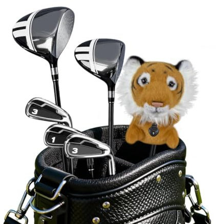 Golfklubba för hybrid och trä, gosigt mjukt med sött djurmotiv, lämplig för kvinnor och män (den gula tigern)