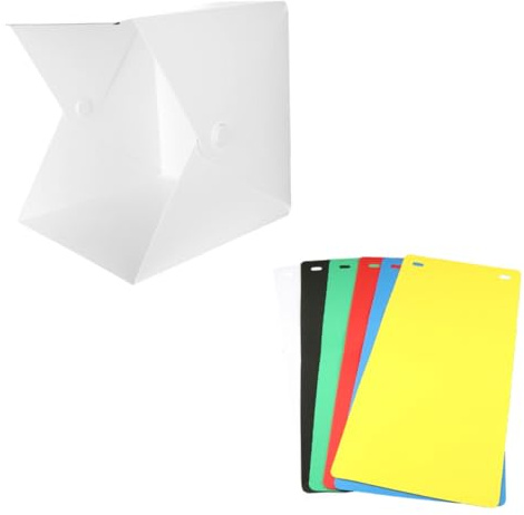 Kichvoe Scatola Luminosa Pieghevole LED Portatile per Fotografia Doppia Striscia Luminosa e 6 Sfondi Colorati in Abs, per Set Fotografici e Backdrop