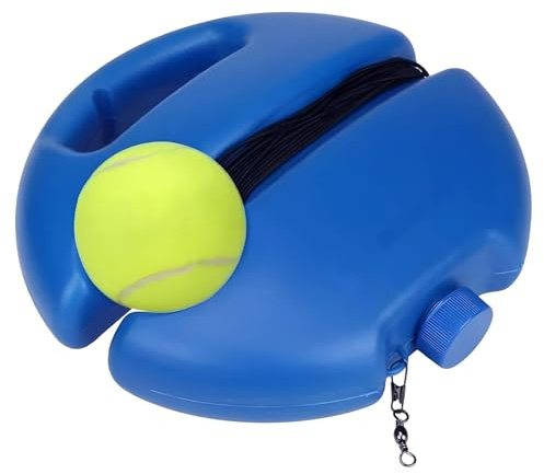 Dolltobe Tennistränare, studsboll med 3 bollar, för soloövning och nybörjarträning, 2,2 mm förtjockad elastisk sladd, gummifiltboll, vattenviktad bas, spårdesign