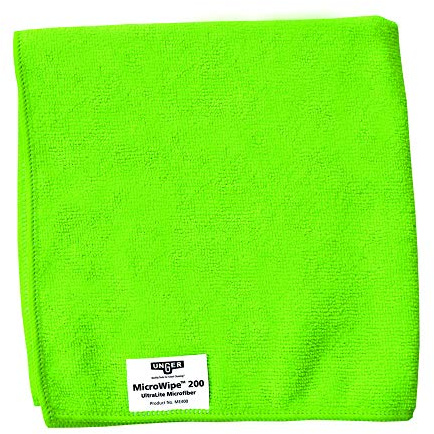 UNGER MicroWipe Microfibre Cloth - Pack of 10 - Lint Free Cleaning Cloths - Kitchen, Bathroom, Car & Window Cleaning Products - Lasts 200 Washes - 40 x 40 cm - SmartColor Green, ME400
