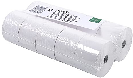 Exacompta 42150E - Rollos de papel térmico (10 unidades, 1 capa, ancho: 44 mm, longitud: 60 m, diámetro del núcleo: 12 mm, 55 g/m²)