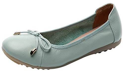 rismart Donna Basse Ballerine Pieghevole Danza Bowknot Morbido Scivolare su Scarpe SN02819(Azzurro,39 EU)
