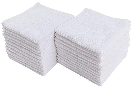 Glynniss Dishcloths Kitchen Highly Absorbent Dish Rags 100% Cotton Dish Cloths for Washing Dishes, Cleaning (11 x 11 Inches, 24 pcs, White)