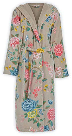 PiP Studio Bademantel Good Evening Sauna Morgen Mantel Blumen Blüten Print Design Frottier Velours, Größe:XXL