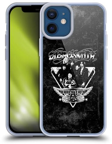 Head Case Designs Officially Licensed Aerosmith World Tour Black And White Gel Case [Military Grade Protection] Compatible with Apple iPhone 12 Mini and Compatible with MagSafe