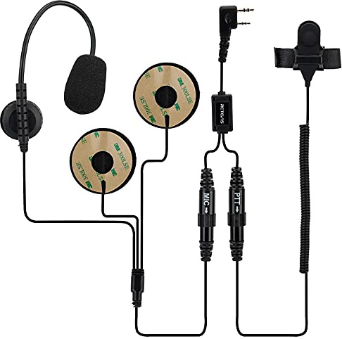 Retevis EHK010 Motorcykelhjälm Headset med 2-stifts, Hjälm Headset med Mikrofon, Kompatibel med Radio Retevis RT24 RT27 RT28 Baofeng UV5R 888S eSynic Kenwood Walkie-Talkies (1-Pack)