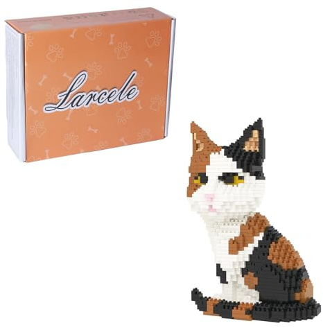 Larcele Set di 1191 micromattoncini da costruzione, mini set di mattoni da costruzione KLJM-05 riutilizzabili (gatto, modello 1979)