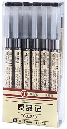 JSMTKJ Penne a Sfera Roller 12 Pezzi, 0.35 mm Nero Penne Gel Penne a Sfera Extrafini Penne a Inchiostro per Fornitura di Articoli di Cancelleria a Ufficio (12)