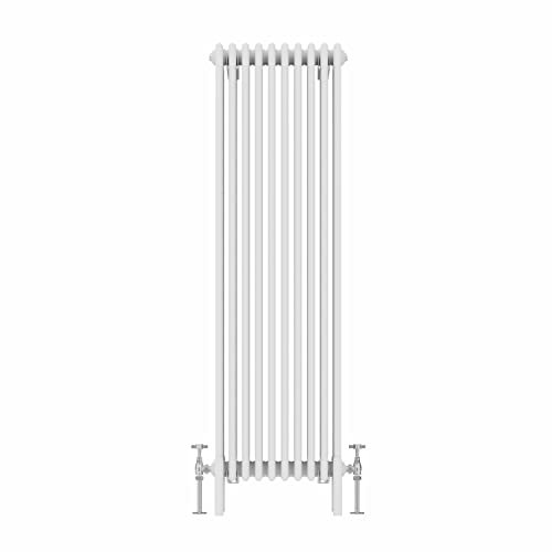 WarmeHaus 1500x470mm Vertical Traditional 4 Column White Cast Iron Style Radiator Central Heating
