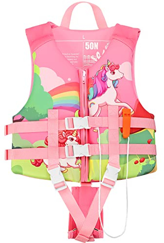 PAETAE Neoprene Toddler Swim Vest for Children, Kids Swim Jacket Toddler Floaties Swimming Aid for 1-9 Years Old Boys and Girls