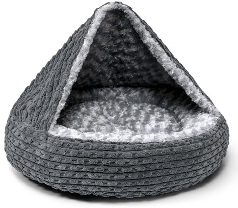 Heymamba Doughnut Dog Bed Medium Dog Cave Bed, Fiber Cotton to Support Medium Dogs, Washable hooded beds for French Bulldog, 66x66x15cm