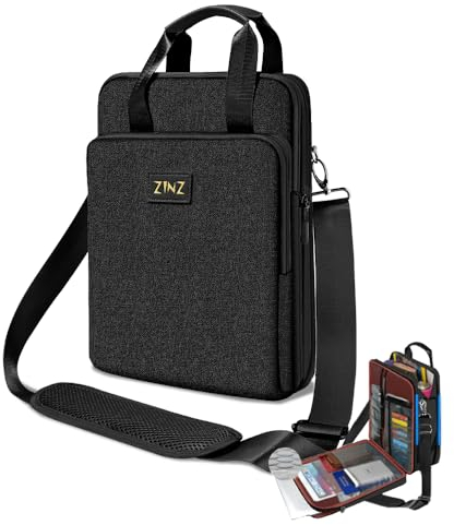ZINZ Laptoptasche 12,3-13 Zoll Umhängetasche mit erweiterbarem Fach und Wertsachenfach，Schwarz