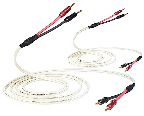 WOWLED Weißes Lautsprecherkabel mit Bananensteckern, 2 Pack 3m / 9.8FT OFC HiFi Lautsprecherkabel mit Bananensteckern, 14 AWG Audiokabel mit vergoldeten Bananensteckern für Lautsprecher Terminal Amp