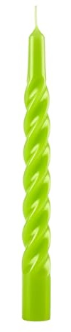 Bougies laquées tortillon diamètre 2,2 cm hauteur 21 cm - 6 pièces - Couleur vert vif - Cereria Di Giorgio
