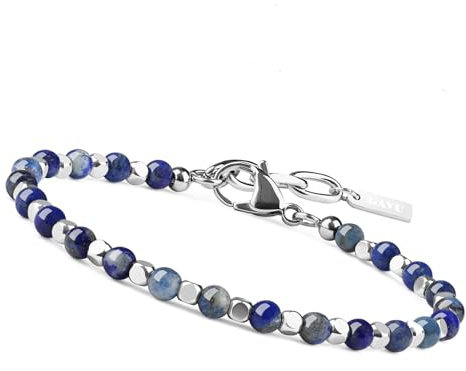 Unique Gems echtes Lapislazuli Edelsteinarmband Ø 4mm Stainless Steel Damen & Herren Naturstein Armband 16cm bis 20cm Juweliers- Qualität