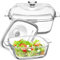 2 Set Glass Casserole Dish with Lid, Square Oven Dish with Handle, Clear Glass Serving Bowl 1.5 L/ 0.8 L Baking Casserole Dish for Kitchen Microwave Air Fryer