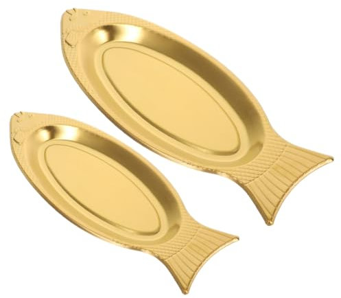 RORPOIR 2piezas Plato De Pescado De Acero Inoxidable Bandeja Para Servir Pescado Plato De Comida Para Fruta Queso y Cena Casa