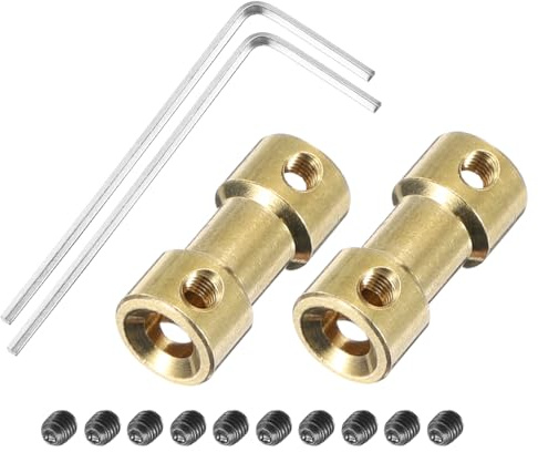 sourcing map 2 pezzi da 5 mm a 5 mm in ottone giunto giunto giunto connettore con viti e chiave esagonale accoppiatore albero motore flessibile per ruote auto pneumatici albero motore
