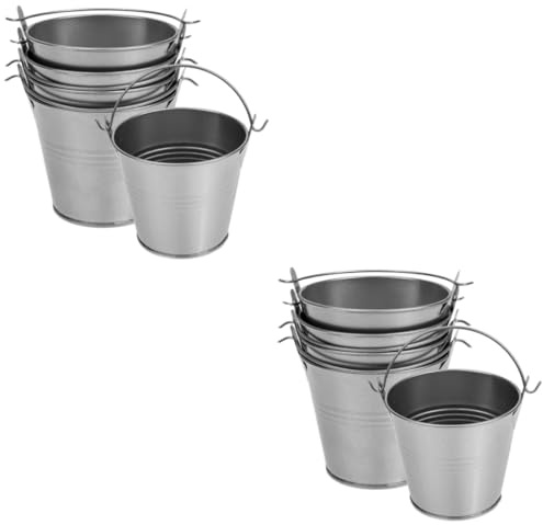 VICASKY 10 Pièces Lot de Seaux Vintage pour Plantes et Décoration Pots de Fleurs Galvanisé Contenants Rustiques pour Balcon Mariage et Intérieur