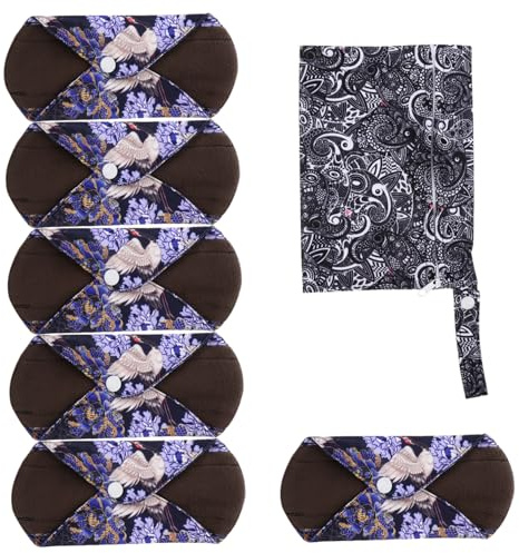 VALICLUD 7 Piezas Compresas Menstruales Lavables Bambú con Botones Ajustables y Bolsa para Guardar para Deporte Viaje y Uso Diario