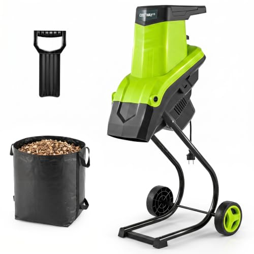 COSTWAY 2500W Trituradora de Ramas con Ruedas, 50 L, Ø 45 mm (Verde)