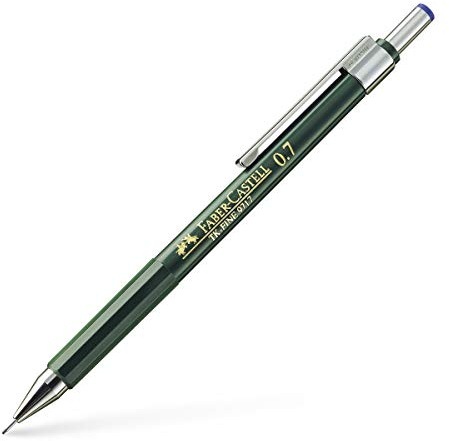 Faber-Castell B-136700 – TK-Fine blyertspennor med suddgummi och 3 fina gruvor HB – linje 0,7 mm – svart färg