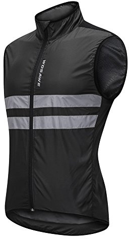 WOSAWE Hombres Ciclismo Chaleco MTB Chaquetas Correr Reflectante Chaleco Transpirable Ropa Deportiva, Negro 2XL