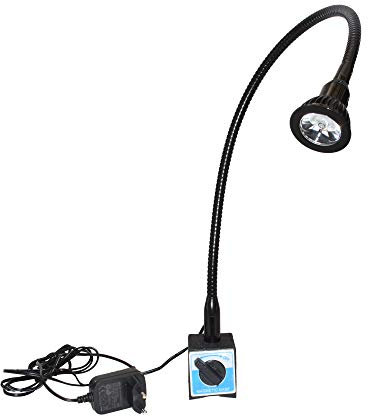 WIVAMAC Spot LED avec base magnétique 3 W avec col de cygne industriel pour tour à bois, bois fraisage CNC, perceuse et établi.