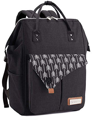 Lekebaby Nappy Changing Bag Backpack - Baby Changing Bag with Portable Changing Mat and Stroller Straps for Mom & Dad, Arrow Print, Black