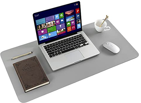 ARNTY Tappetino Scrivania,Tappeto Scrivania Copri in Similpelle PU,Grande Tappetino per Scrivania PC Proteggi Scrivania Doppia Facciata per Ufficio e Casa (Nero&Grigio, 60*35cm)