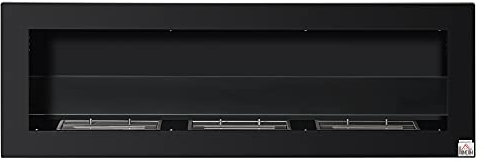 HOMCOM Ethanol-Kamin Bio-Ethanol-Brenner 3 Brennboxen 1L 3 Std. Brenndauer 2000W kein Rauch wandmontiert Stahl gehärtetes Glas Schwarz 120 x 15 x 40 cm