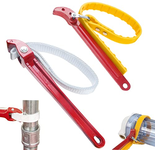 GZhaimai 2 Pcs Chiave a Cinghia per Filtro Olio, Chiave per Filtro Olio Tubo Strumento Manuale a Distanza Regolabile 300mm, per Apertura Filtri Rubinetto Acqua in Lattina