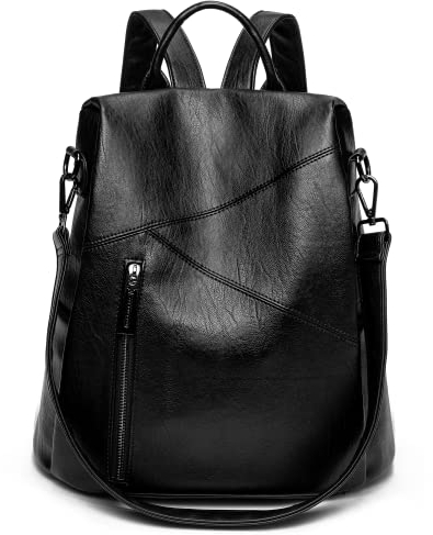 Kiepoar Women Leather Backpack Anti-Theft Shoulder Bag, Fashion Casual Purse Bag Daypack Handbag Lightweight Chic Multipocket Gran Capacity, Lady Elegant Rucksack for Office Work School Travel