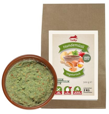 Leiky Hundemüsli Vegetarisch 500 g – Ergänzungsfutter getreidefrei & glutenfrei Natur