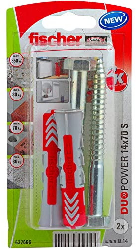 Fischer - Chevilles - Blister de 2 chevilles universelles Duopower Ø14x70 + tirefonds Ø10x95 - Fischer