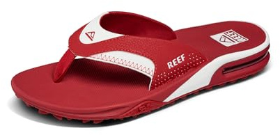 REEF Fanning Pregame Herren-Flip-Flop, mit Flaschenöffner, Fußgewölbeunterstützung, strapazierfähige Außensohle, wasserfreundlich, Purpur/Weiß, 42 EU