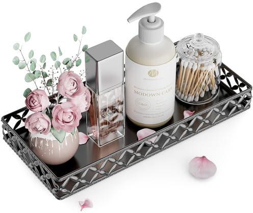 EKNITEY Badezimmer Tablett, Dekotablett Deko Tablett, Schminktisch Tablett Deko Rechteckig für Gewebe, Kerzen, Handtuch, Kleine Kosmetisch, Pflanzen