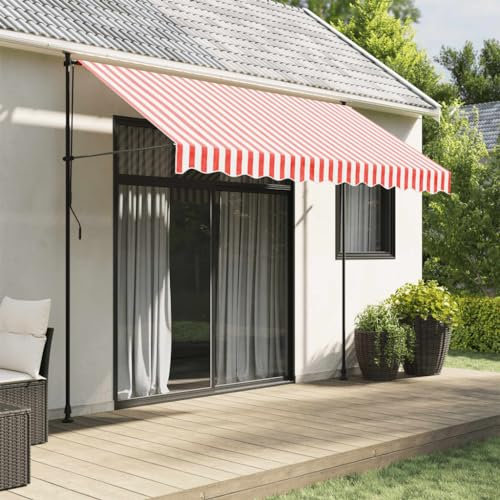 ShGaxin Tissu de rechange pour rideau à rayures rouges et blanches 3 x 2,5 m, tissu de rechange pour rideau de soleil, rideau de soleil, rideaux de soleil - 367714