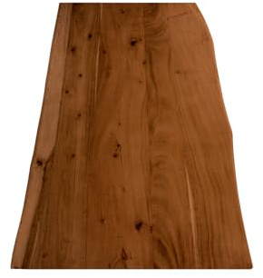 SAM Holzplatte 100x60 cm Curt, Tischplatte aus Akazienholz massiv + nussbaumfarben, Baumkanten-Platte für Heimwerker, geeignet für Arbeitsplatten, Tische & Fensterbretter