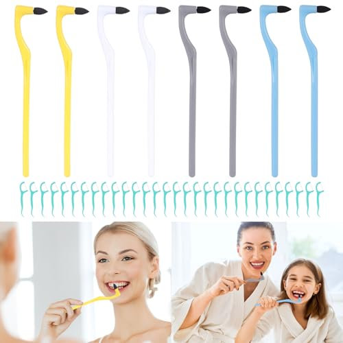 8 Piezas Borrador de Manchas Dentales, Quita Sarro Dental 4 Colores, Lápiz de Limpieza Dental con 1 Paquete Palillo de Hilo Dental para Elimina Eficazmente la Placa