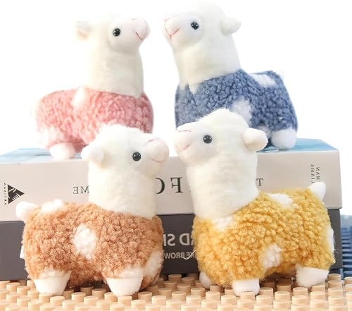 FHBHJNATC 4 Piezas Llavero Peluche, Peluches De Animales, Llaveros Peluche，Lindo Juguete Felpa Alpaca Pequeño Muñeco Felpa Alpaca, Adecuado para Decoración Habitación, Mochila Colgante