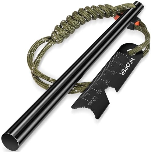 Ferro Rod Fire Starter, 6 Inch X 3/8 Inch Fire Starter Survival Tool, Flint and Steel for Camping and Hiking, Flint Fire Starter, Magnesium Fire Starter