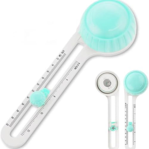 Coupeur De Papier Circulaire,Cut Paper Circle,Coupe-Papier Circulaire Calibre,Cutter Rotatif avec 1 PC Lames de Rechange,Massicots à Lame Rotative,Circulaire Cutter,pour Couper Le Papier Carte Cuir